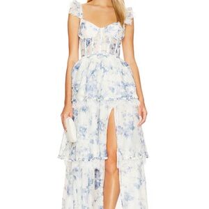 V. Chapman Blue and White Lace Dress